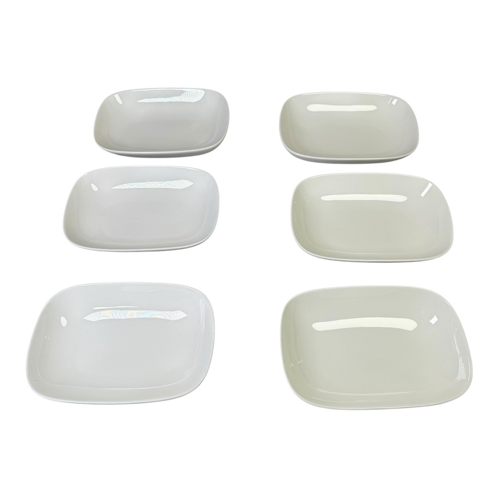 Alessi Delta White Porcelain Appetizer Plates Set of 6 Modern Rectangle Serving